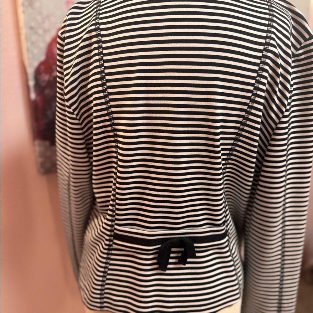 Joseph Ribkoff Black and White Striped Blazer - Picture 5 of 7